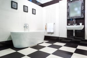 Cratian White and black bathroom Tiled